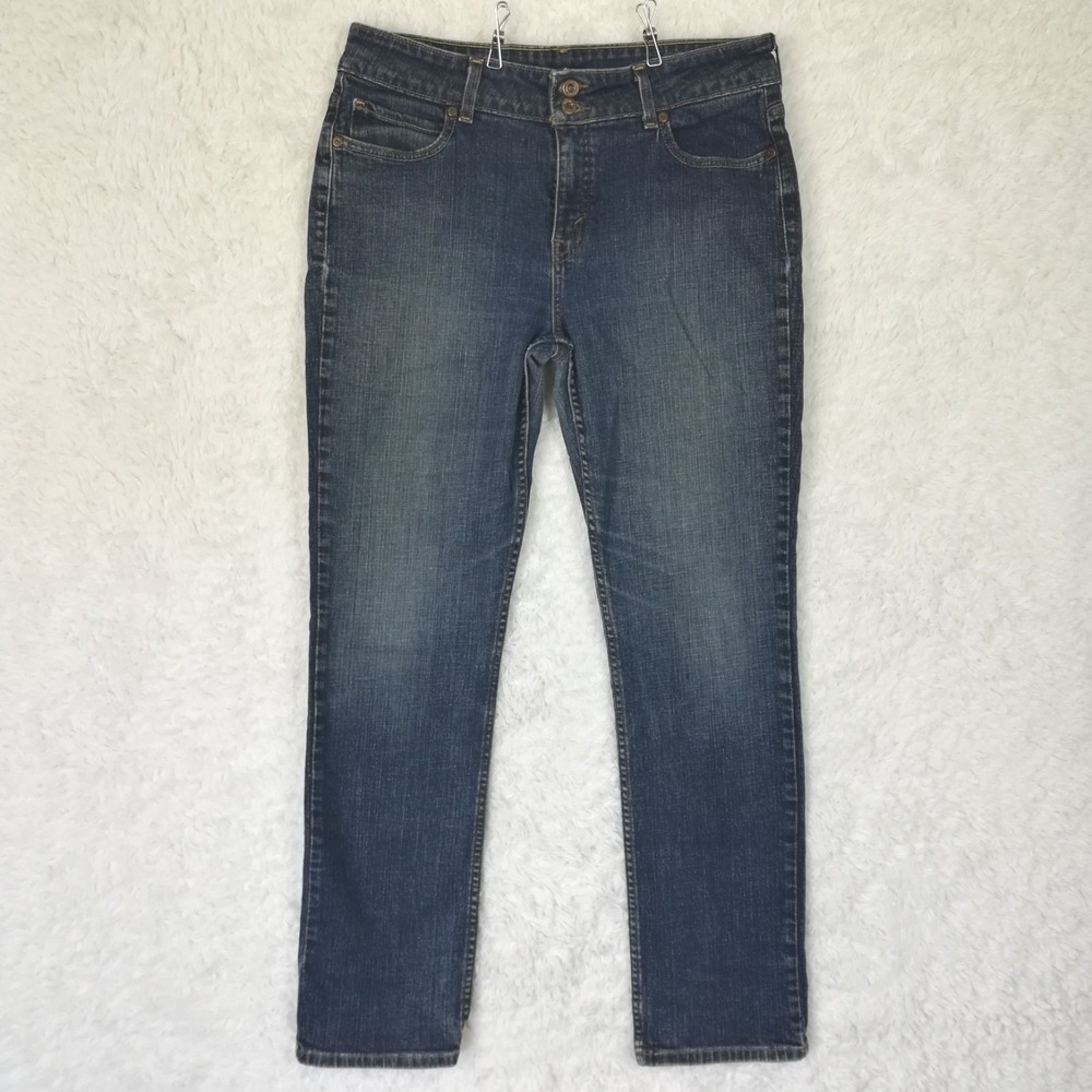 Levi's Womens Jeans 526 Slender Straight Leg Blue Denim Dark Wash Mid Rise 14